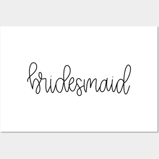 Bridesmaid in Black - Monoline Bridal Party Posters and Art